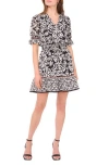 Halogen ® V-neck Short Sleeve Tiered Dress In Black