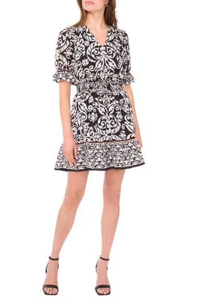Halogen ® V-neck Short Sleeve Tiered Dress In Black