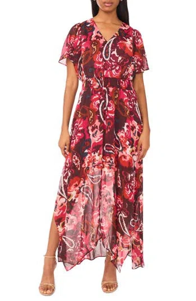 Halogen ® V-neck Smocked Handkerchief Hem Maxi Dress