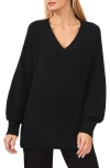 Halogen ® V-neck Tunic Sweater In Black