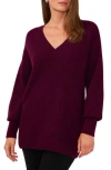 Halogen V-neck Tunic Sweater In Deep Ruby