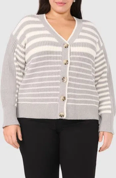 Halogen ® Variegated Stripe Cotton Blend Cardigan