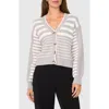 Halogen ® Variegated Stripe Cotton Blend Cardigan In Light Heather Grey Stripes