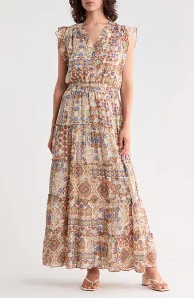 Halogen ® V-neck Tiered Maxi Dress In Multi