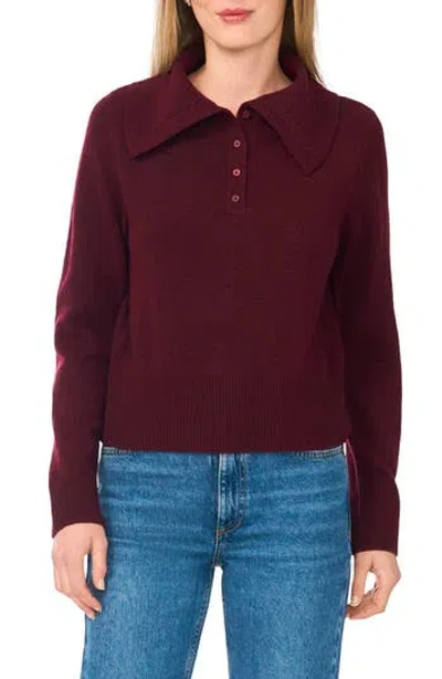 Halogen ® Wide Collar Polo Sweater In Burgundy