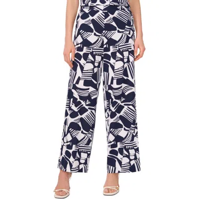 Halogen ® Wide Leg Linen Blend Pants In Classic Navy Blue
