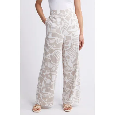 Halogen ® Wide Leg Linen Blend Pants In Oxford Tan