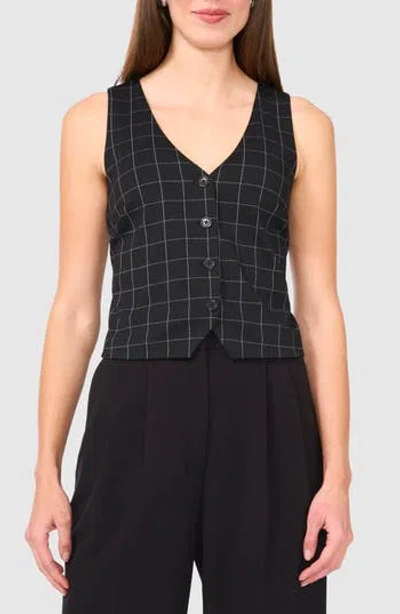 Halogen ® Windowpane Plaid Vest In Black