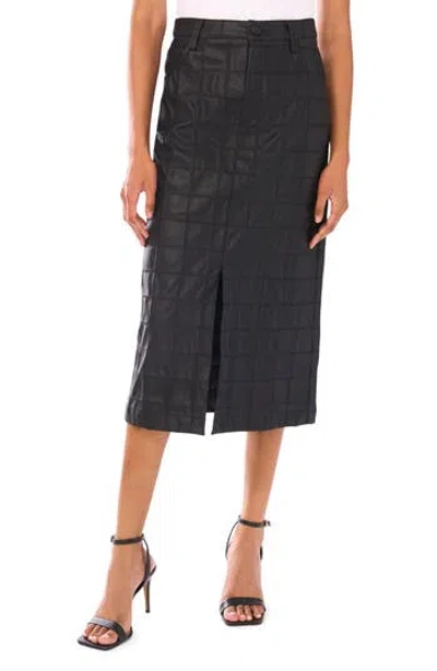 Halogen ® Windowpane Textured Faux Leather Skirt In Black