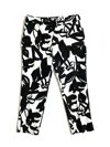 Halogen Women's Floral Print Stretch Cropped Pants In Black, White In Multi