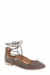 Halogen Women's Suede Leather Ghillie Nella Lace Up Flats In Grey In Brown