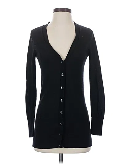Pre-owned Halogen Wool Cardigan Sweater In Black