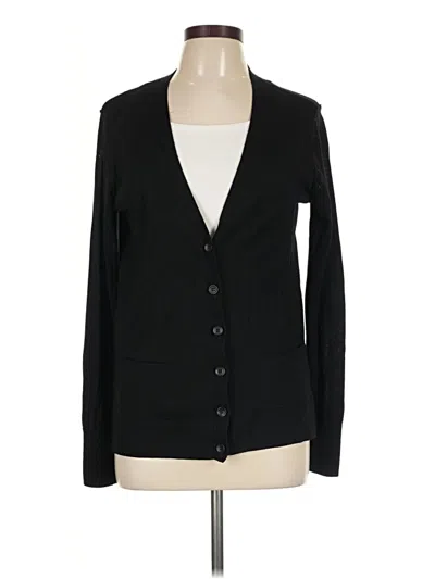 Pre-owned Halogen Wool Cardigan Sweater In Black