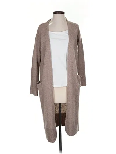 Pre-owned Halogen Wool Cardigan Sweater In Brown