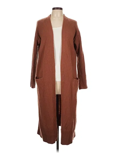 Pre-owned Halogen Wool Cardigan Sweater In Brown