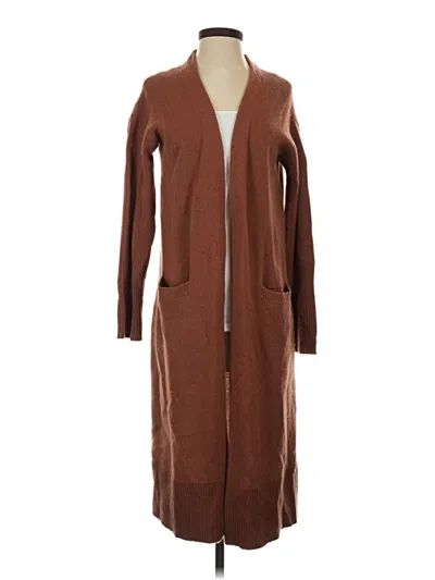 Pre-owned Halogen Wool Cardigan Sweater In Brown