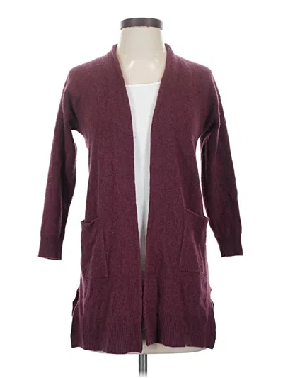 Pre-owned Halogen Wool Cardigan Sweater In Burgundy