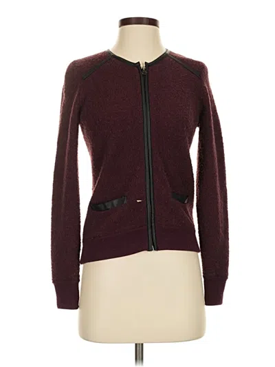 Pre-owned Halogen Wool Cardigan Sweater In Burgundy