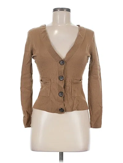 Pre-owned Halogen Wool Cardigan Sweater In Tan