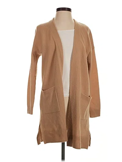 Pre-owned Halogen Wool Cardigan Sweater In Tan