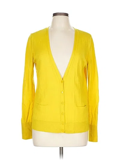 Pre-owned Halogen Wool Cardigan Sweater In Yellow