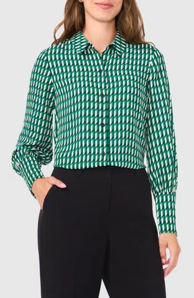 Halogen ® Woven Button Front Shirt In Pine Needle Green
