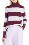 Halogen X Atlantic-pacific Striped Turtleneck In Purple In White