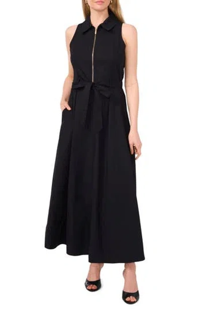 Halogen ® Zip Front Sleeveless Cotton Maxi Sundress In Rich Black
