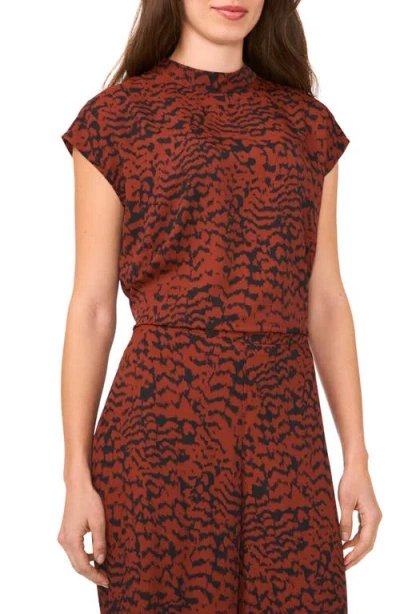 Halogenr Halogen(r) Animal Print Mock Neck Cap Sleeve Shell