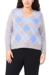 Halogenr Halogen(r) Argyle V-neck Sweater In Multi