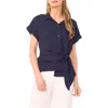 Halogenr Halogen(r) Asymmetric Tie Front Shirt In Blue