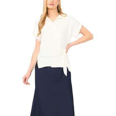 Halogenr Halogen(r) Asymmetric Tie Front Shirt In White