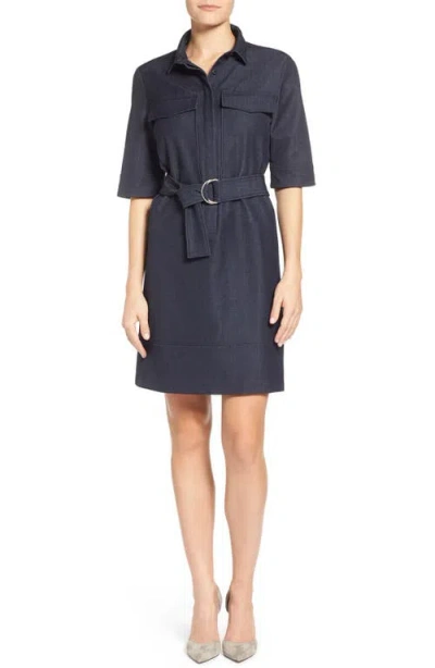 Halogenr Halogen(r) Belted Denim Shirtdress In Blue