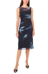 Halogenr Halogen(r) Blur Print Sleeveless Mesh Midi Dress In Multi