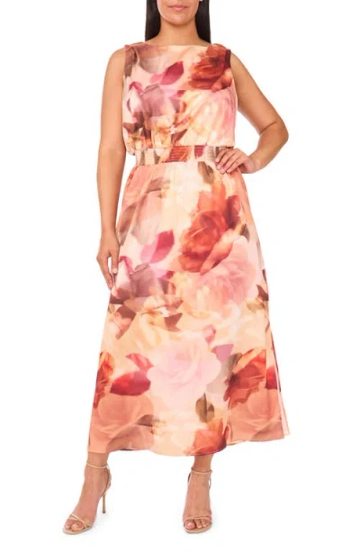 HALOGENR HALOGEN(R) BLURRED FLORAL SMOCKED WAIST MAXI DRESS