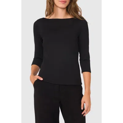 Halogenr Halogen(r) Boat Neck Jersey Top In Rich Black