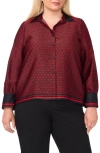 Halogenr Halogen(r) Border Print Button-up Shirt In Rich Black/ Red