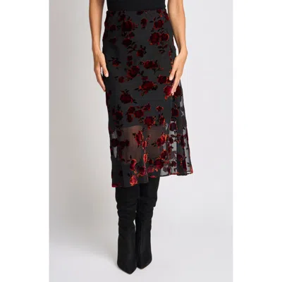 Halogenr Halogen(r) Burnout Bias Cut Midi Skirt In Black