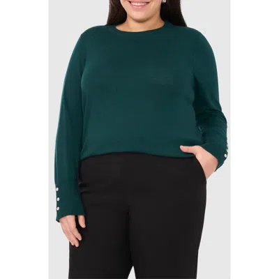 Halogenr Halogen(r) Button Cuff Cotton Blend Sweater In June Bug Green