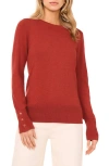 Halogenr Halogen(r) Button Cuff Crewneck Sweater In Brown