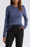 Halogenr Halogen(r) Button Cuff Crewneck Sweater In Vintage Indigo Blue