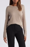 Halogenr Halogen(r) Button Cuff Crewneck Sweater In Warm Ash Brown