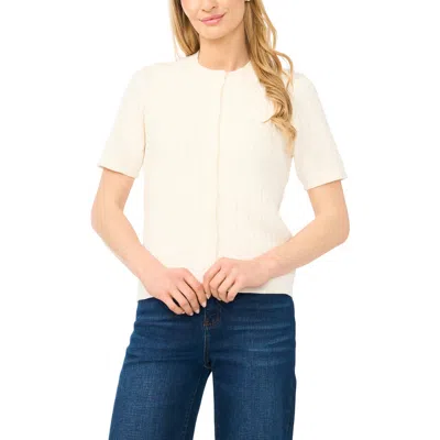 Halogenr Halogen(r) Cable Knit Cotton Button Front Cardigan In White