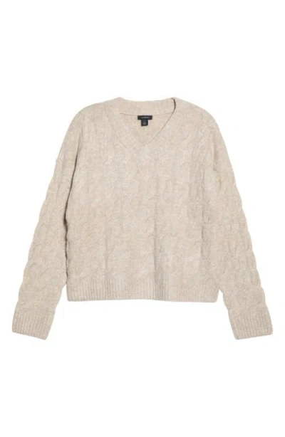 Halogenr Halogen(r) Cable Knit V-neck Sweater In Neutral