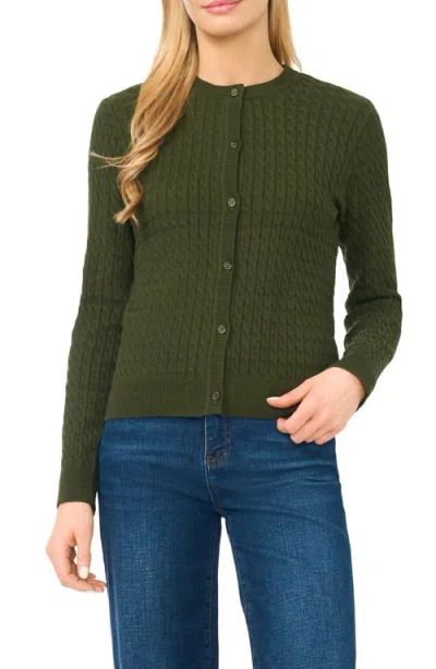 Halogenr Halogen(r) Cable Stitch Cotton Cardigan In Green