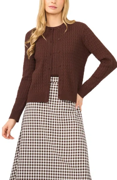 Halogenr Halogen(r) Cable Stitch Cotton Cardigan In Brown