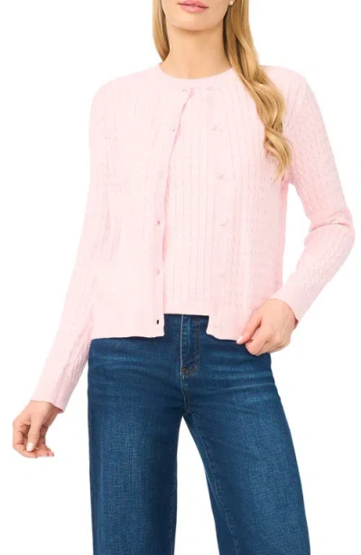Halogenr Halogen(r) Cable Stitch Cotton Cardigan In Pink