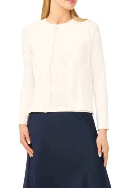 Halogenr Halogen(r) Cable Stitch Cotton Cardigan In White