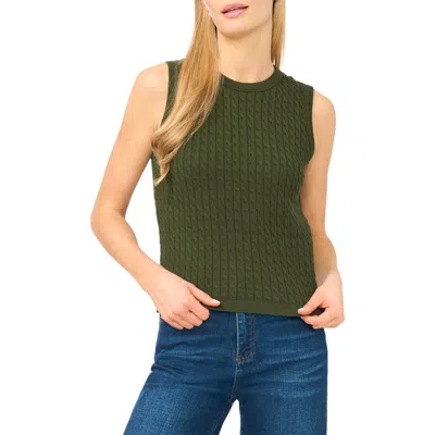 Halogenr Halogen(r) Cable Stitch Cotton Sweater Tank In Green