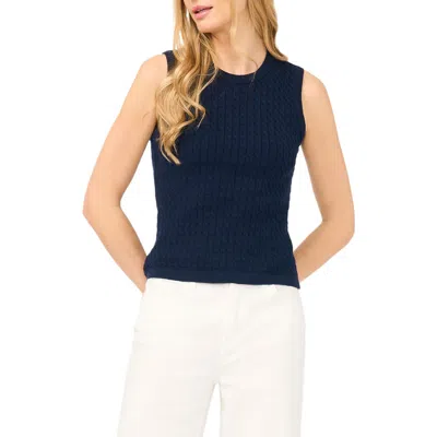 Halogenr Halogen(r) Cable Stitch Cotton Sweater Tank In Black